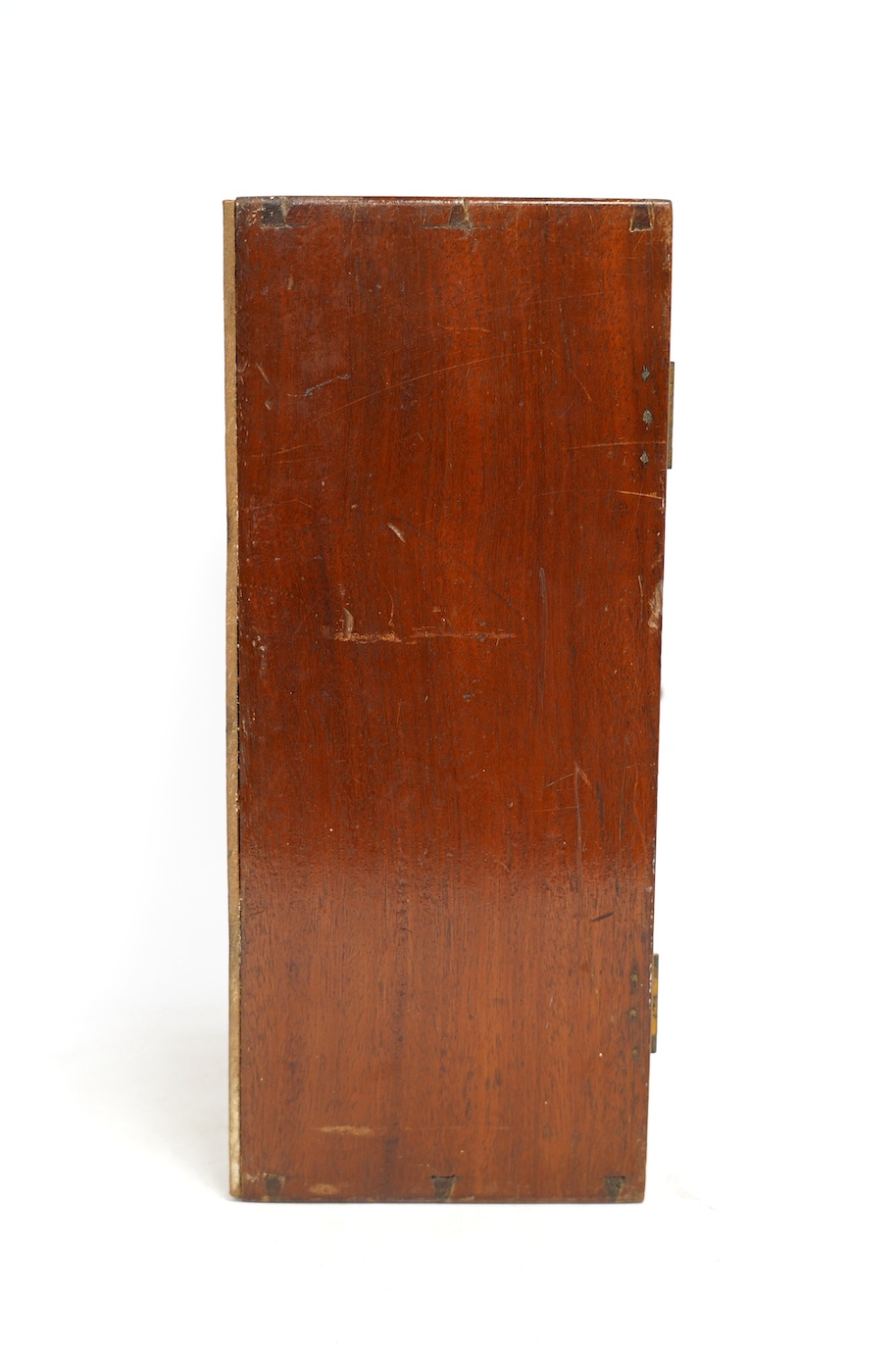 Two vintage printed card dog biscuit boxes, one with a Spratt’s collar, the other mahogany cased, 30cm high. Condition - fair